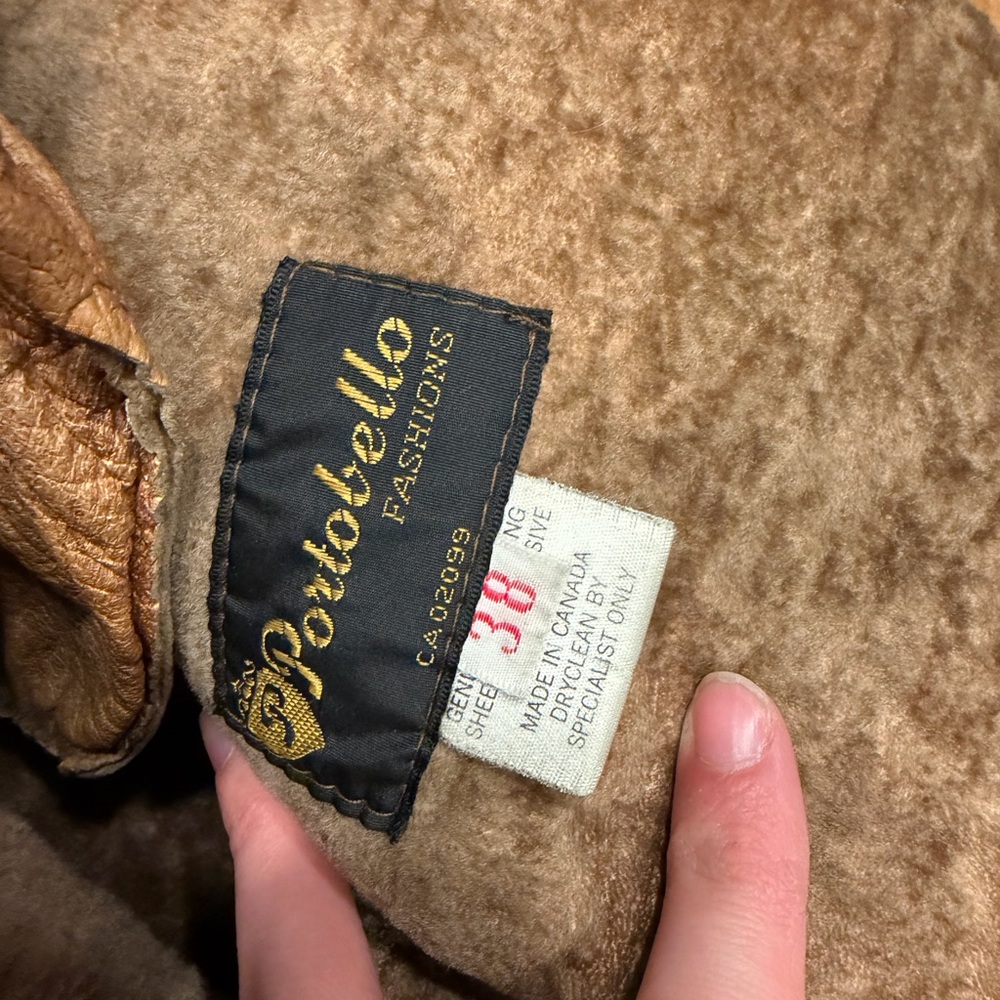 Vintage portobello sherling sheepskin jacket Marlboro man size 38 - Picture 10 of 11